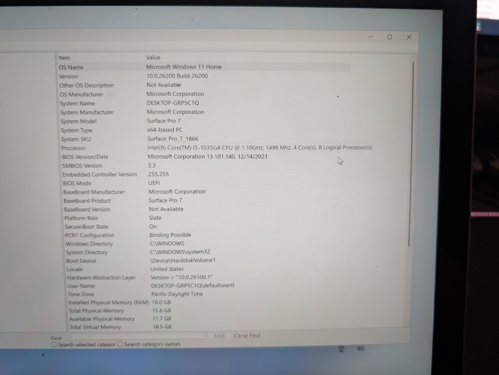 Surface Pro 7 i5-1035G4 16GB 256GB Win 11 Home w/ Keyboard – As Is No AC