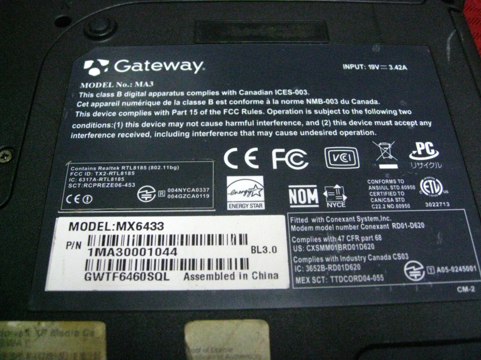 Vintage Windows XP Gateway MX6433 MA3 AMD Turion 64 Mobile 797MHz 2GB Memory
