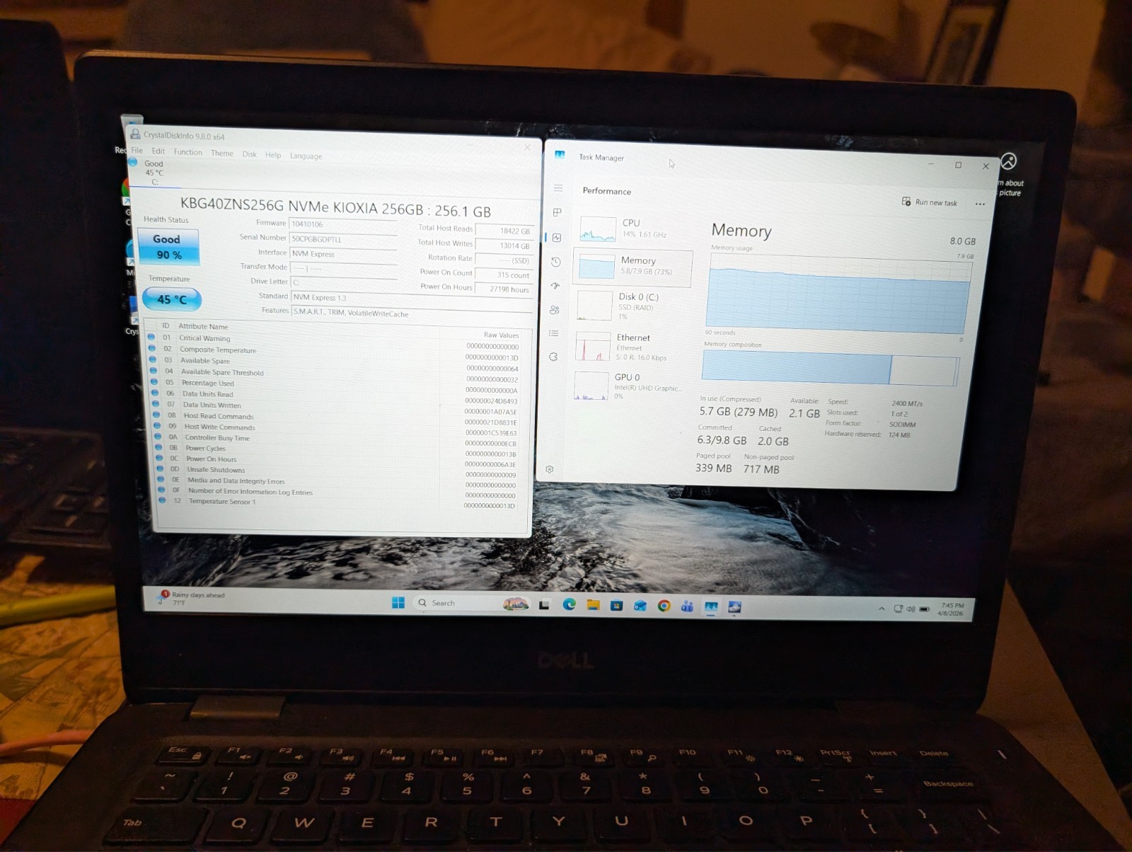 Dell Latitude 3400 Laptop,i5-8265U, 8GB DDR4, 256GB NVMe, Win11 Pro, 65W Charger