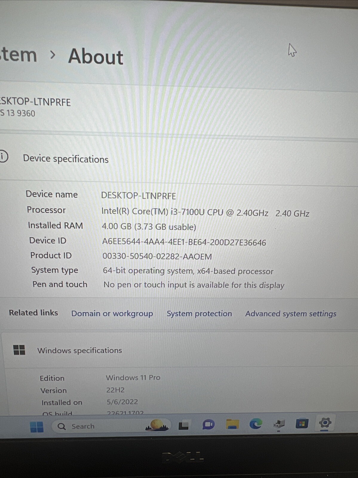 Dell XPS 13 9360 13″ FHD Intel Core i3-7100U 2.4GHz 4GB Ram 128GB SSD BT Win11