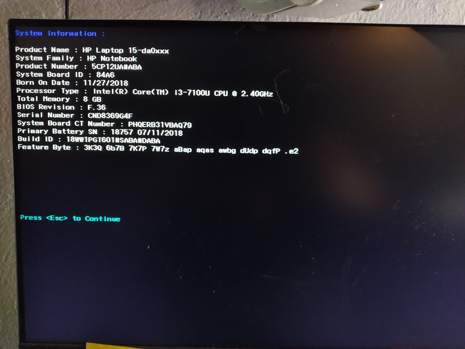 HP Notebook 15 w/i3-7100U, 8GB RAM, 15.6″ Laptop for Parts/Repair