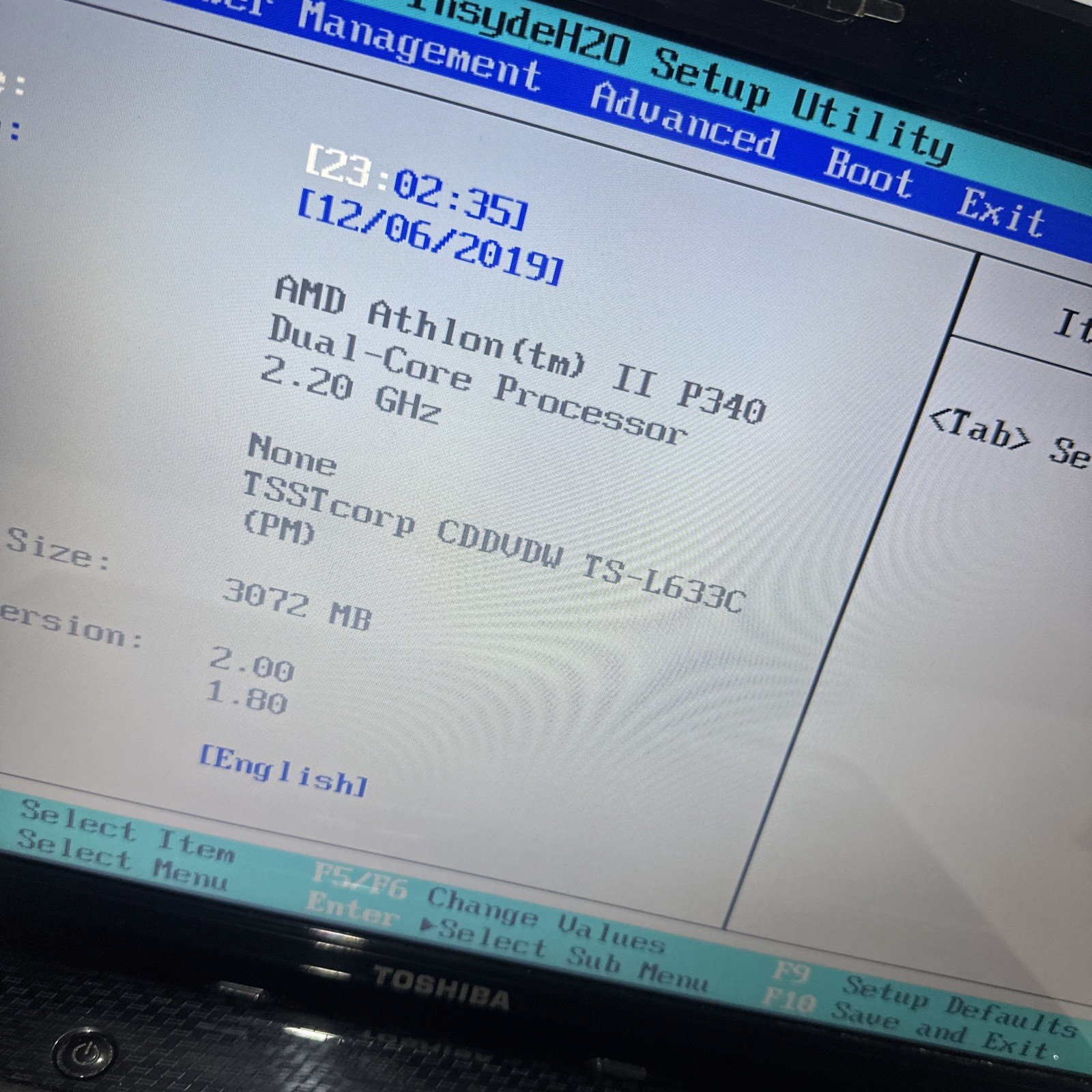 Toshiba Satellite L655 15″ Laptop AMD Athlon II P340 3gb Ram No HDD Boots Bios