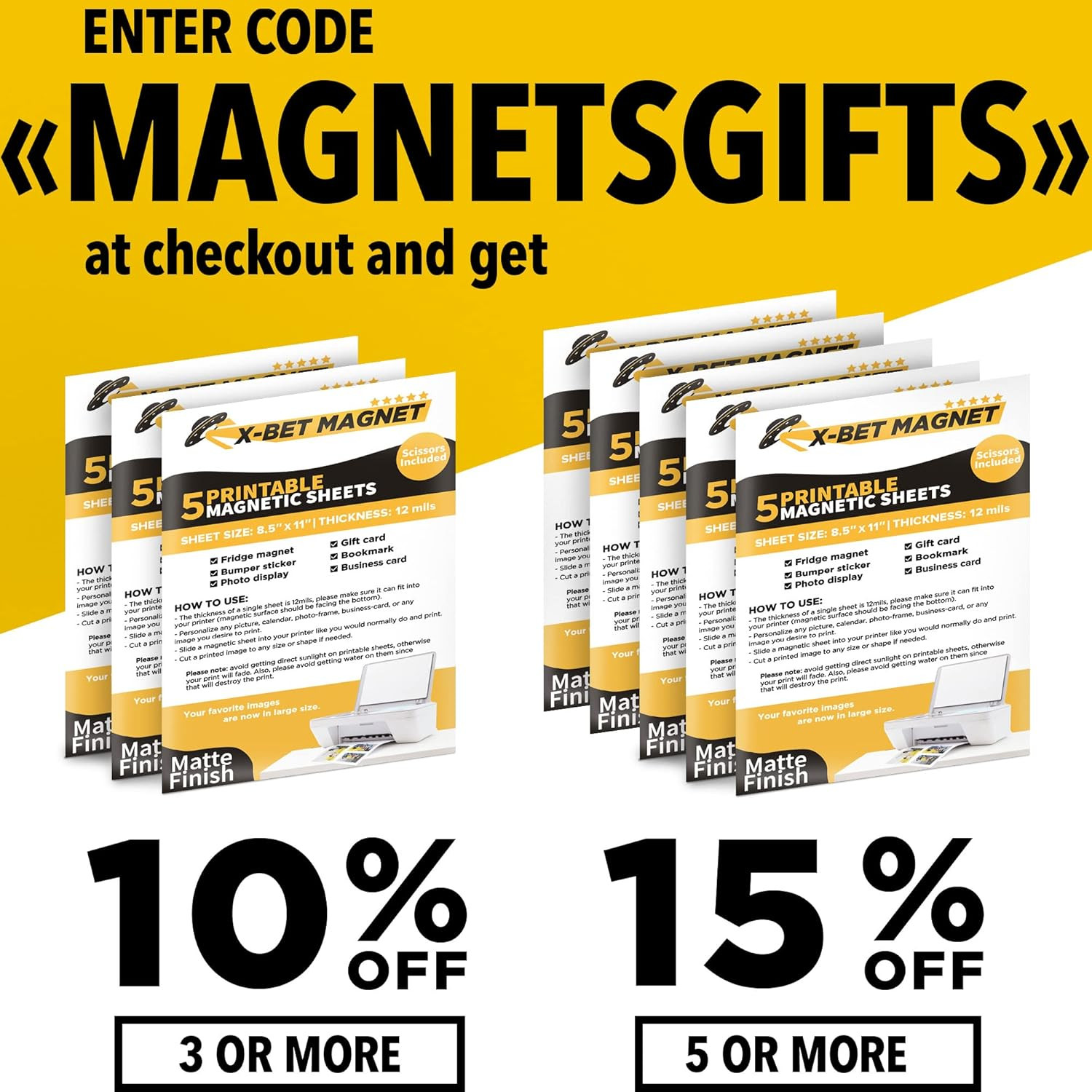 Printable Magnetic Sheets 5 Pcs Glossy (8.5″X11″/22X28Cm) – Inkjet-Optimized Fle