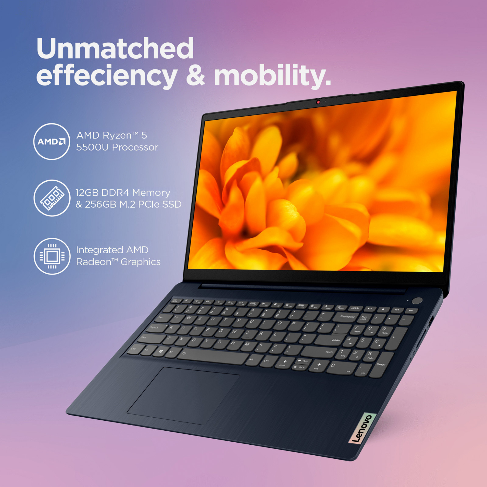 Lenovo IdeaPad Laptop 15.6″ Touch AMD Ryzen 5, 12GB RAM 256GB SSD Office Backlit