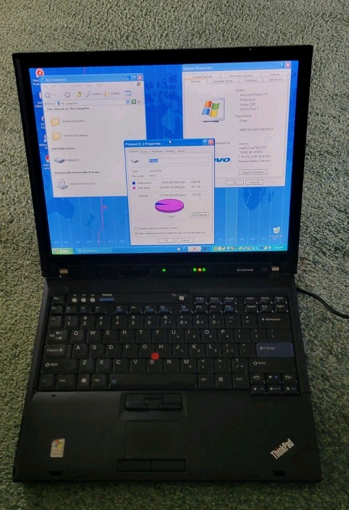 Vintage IBM Thinkpad R60 1.83Ghz 1GB Memory 120GB Windows XP Professional