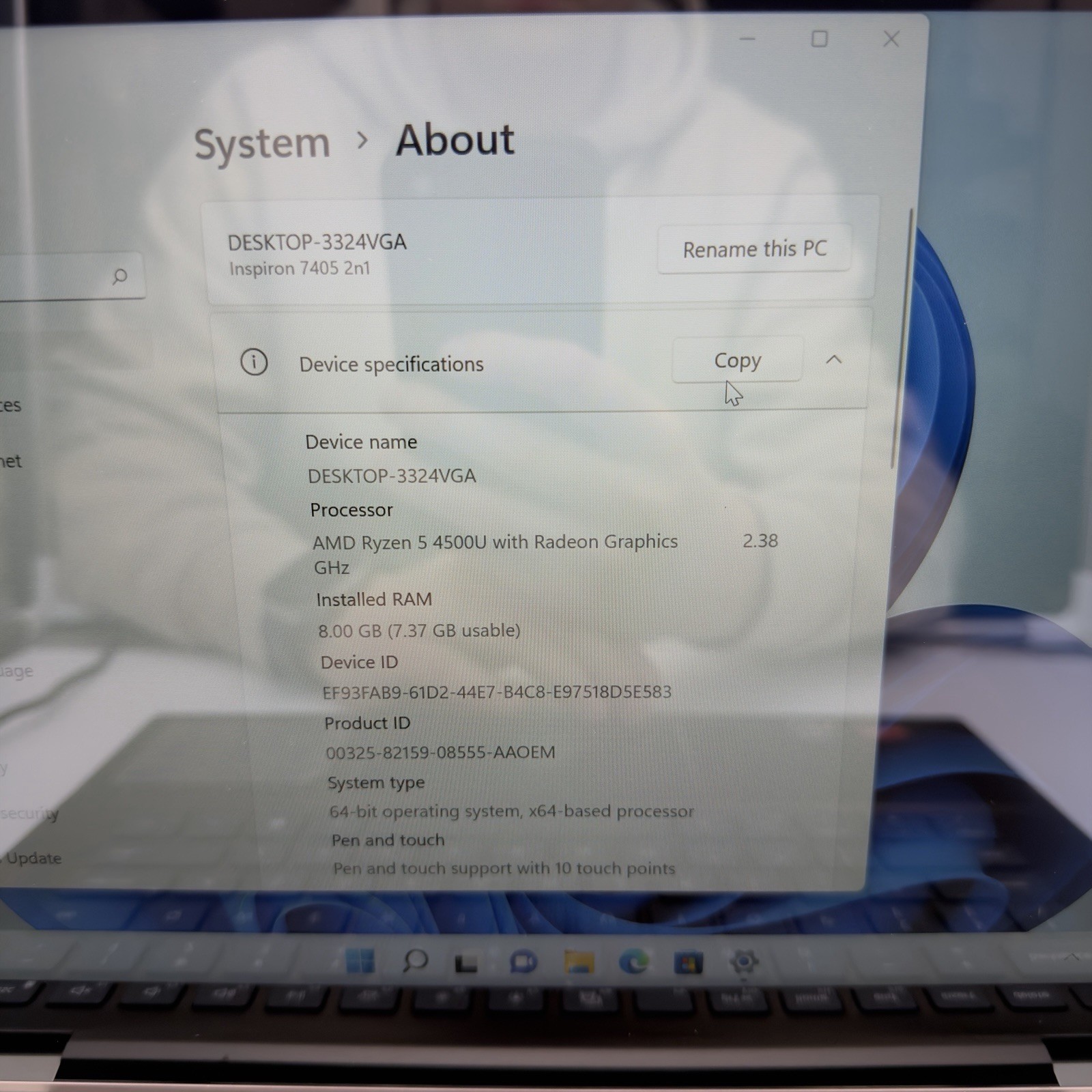 Dell Inspiron 7405 2n1 14 inch (256GB, AMD Ryzen 5, 2.30GHz 8GB) Convertible L64