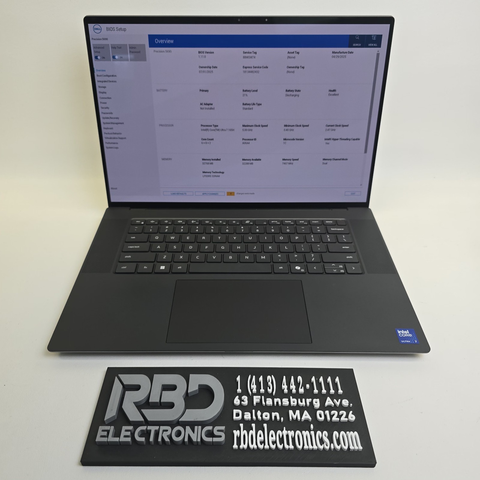 Dell Precision 5690 WQUXGA Touch Ultra 7 165H 32GB 1TB RTX 1000 Ada 6GB NO OS/AC