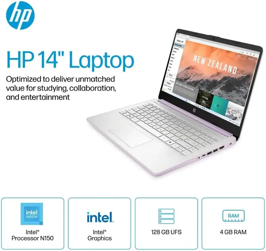14″ HD Thin and Light Laptop, Intel Processor N150(Beat N4120), 8GB RAM, 256GB S