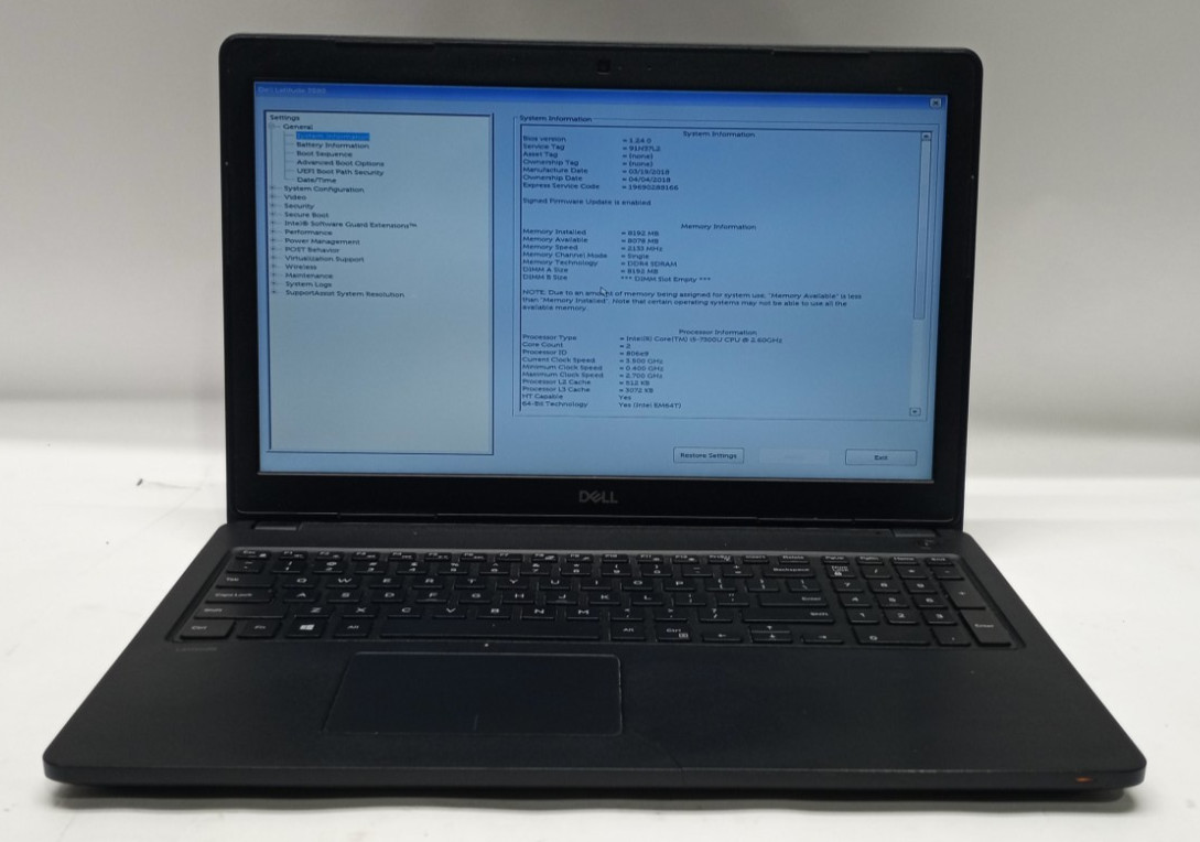 Dell Latitude 3580 15.6″FHD i5-7300U@2.60GHz 8GB RAM 128GB M.2 No OS WH850*!
