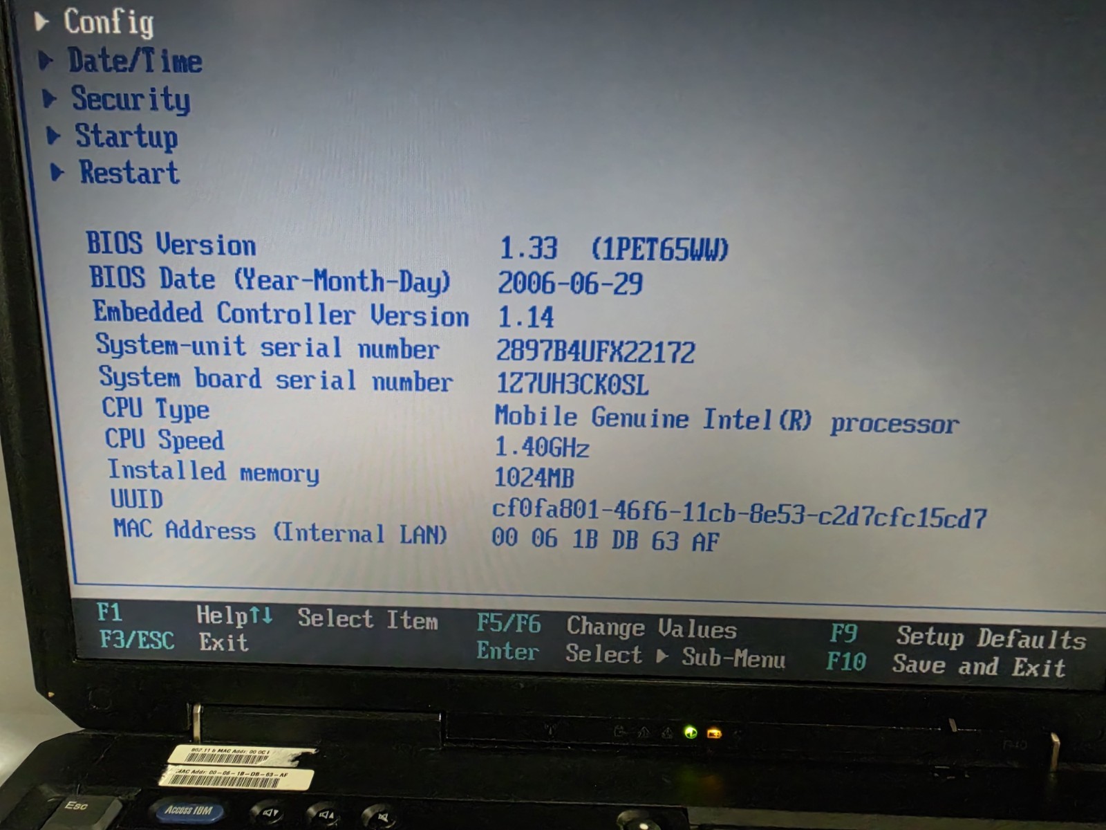 IBM ThinkPad R40 2897- 14.1″ Intel 1.4GHz 1GB RAM ?HDD Read
