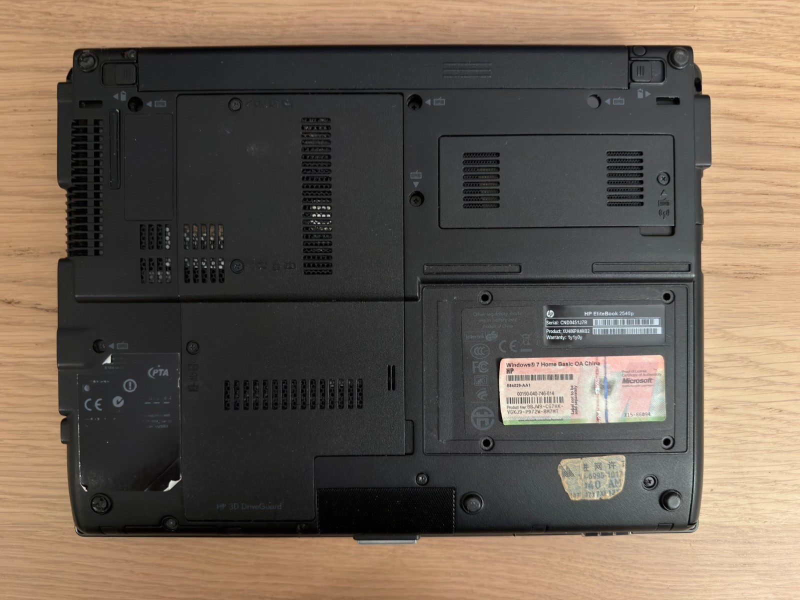 HP EliteBook 2540p Laptop, No Booting, Intel Core i5 1st gen, No RAM/HDD/WIFI