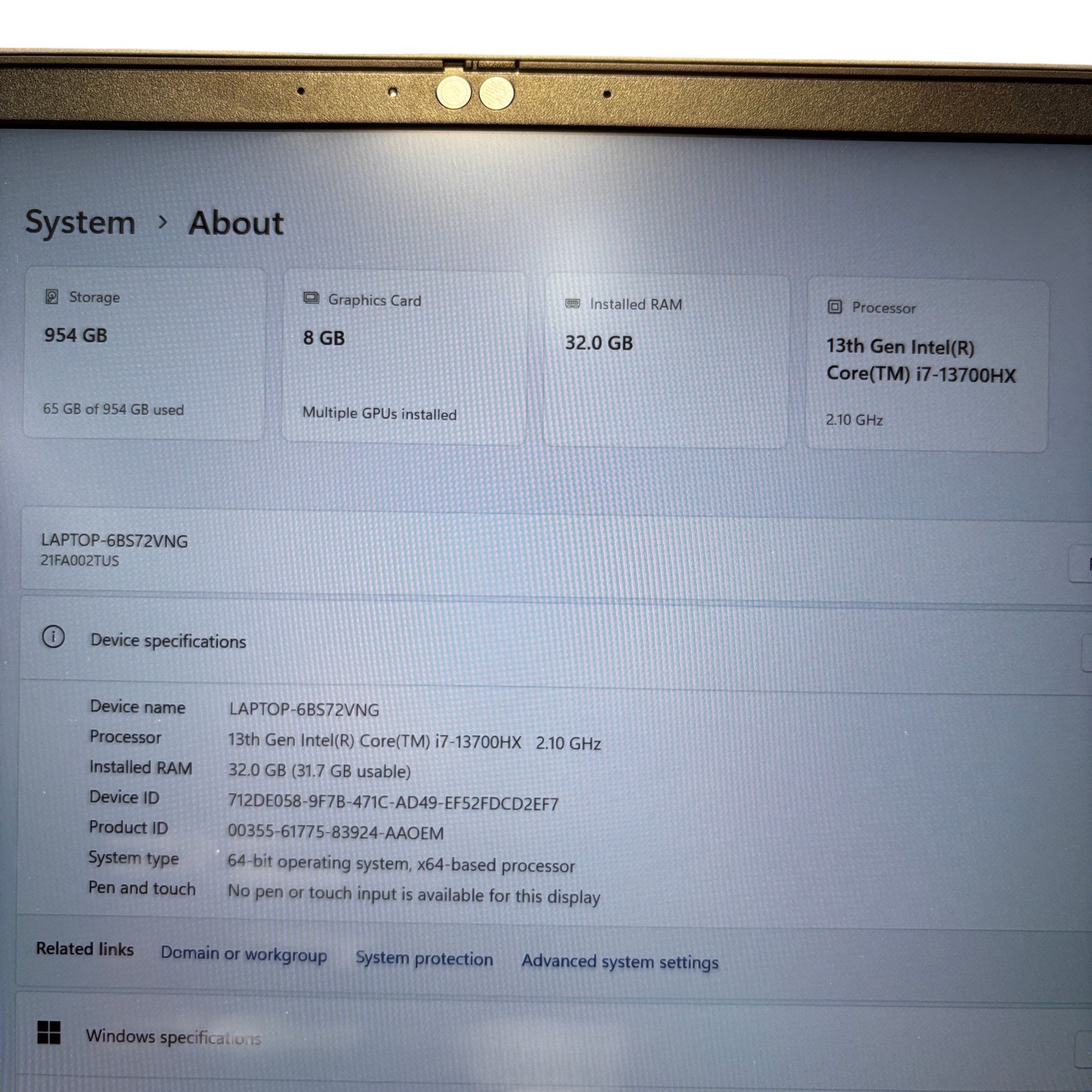 Lenovo ThinkPad 21FA002TUS Laptop Win 11 Core i7-13700HX 2.1Ghz 32GB RAM 1TB SSD