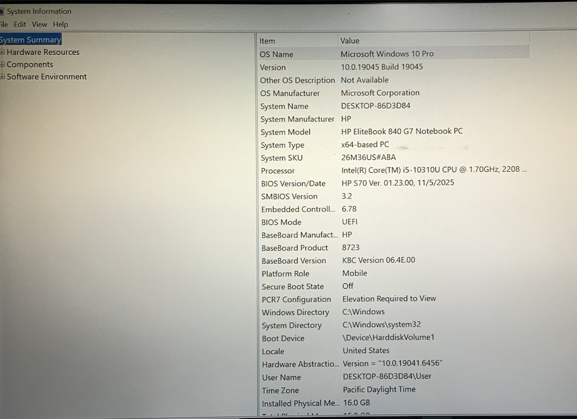 HP EliteBook 840 G7 14″ Intel i5-10310U 16GB DDR4 512GB NVMe | Windows 10 Pro