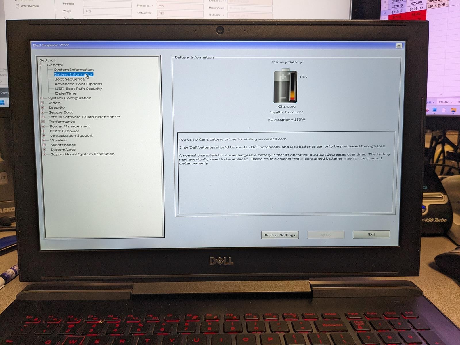 DELL INSPIRON 15 GAMING 7577 i7-7700HQ @ 2.80GHz,24GB RAM, NO HDD/OS