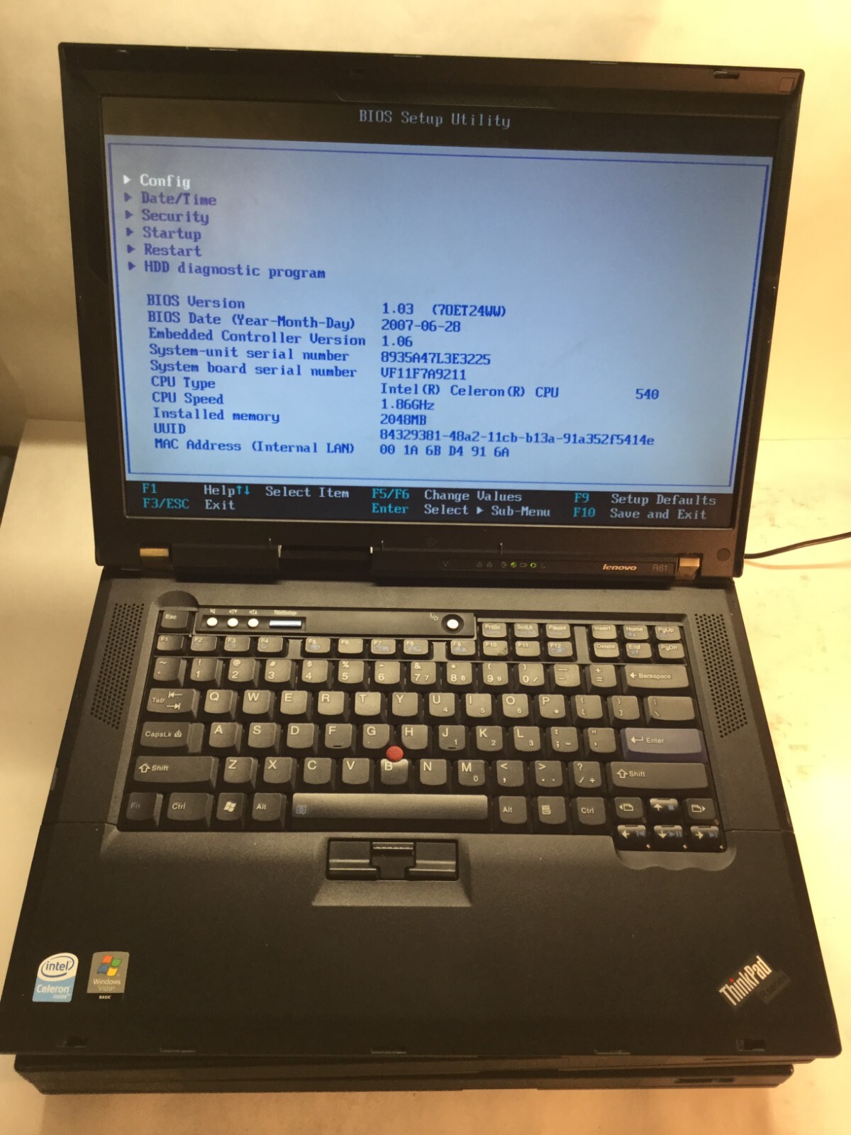 LOT OF 5 (FIVE) Lenovo ThinkPad R61 15″ Laptop Intel Celeron – BOOT TO BIOS – MZ
