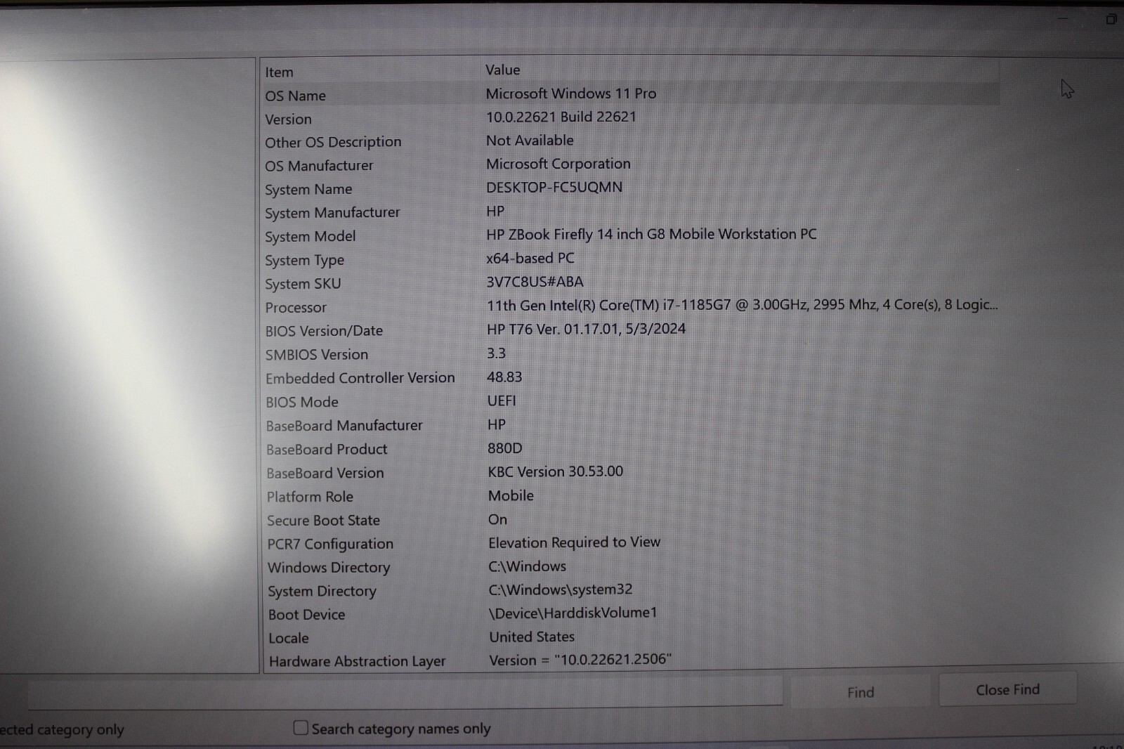 HP ZBook Firefly 14 G8 I7-1185G7 512GB NvME SSD 16GB DDR4 Win11Pro* See Descript