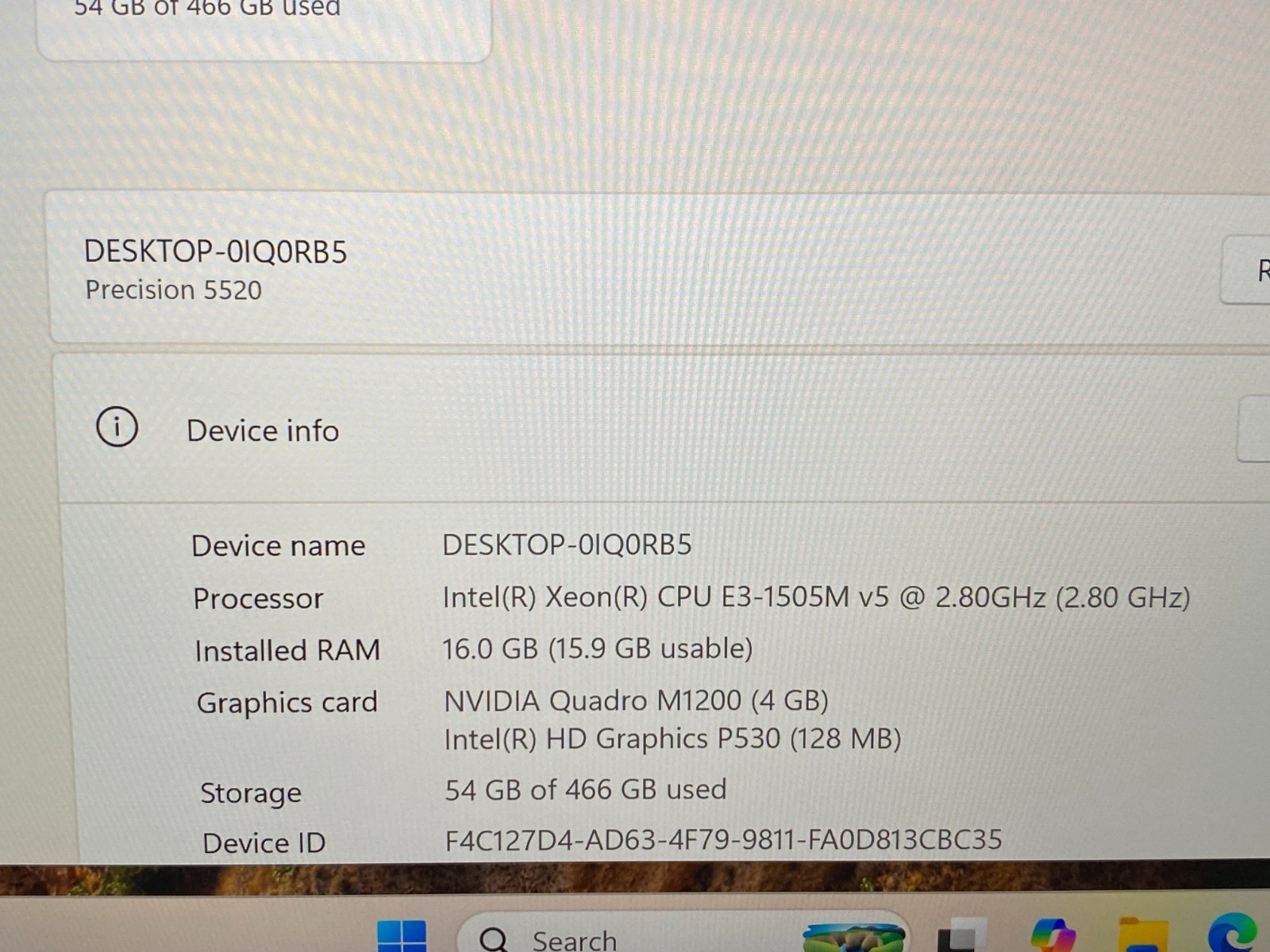 Dell Precision 5520 15.6″ Xeon 4K E3-1505M v5 16GB, 500GB SSD, M1200, Win 11 Pro