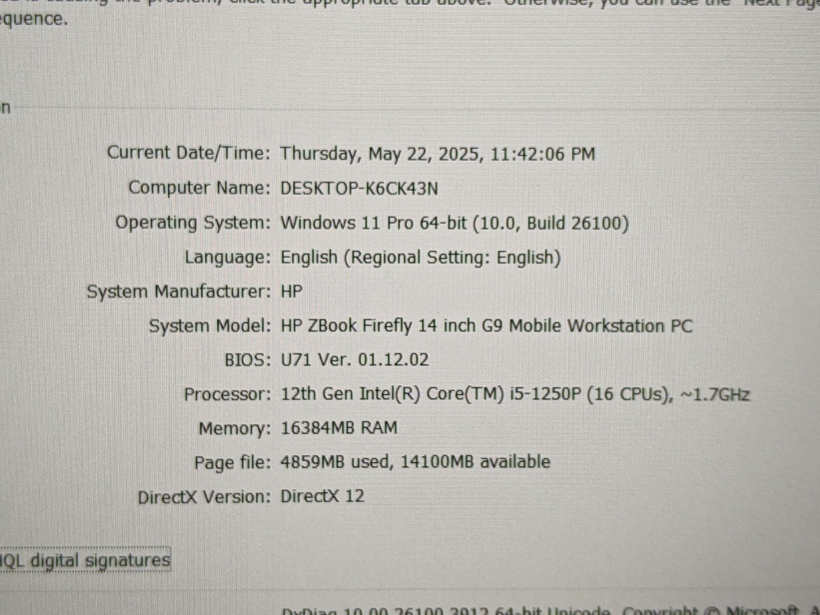 HP ZBook Firefly G9 14″FHD+ i5-1250P 1.7GHz 16GB 256GB SSD W11P WRNTY-10/25 +PA