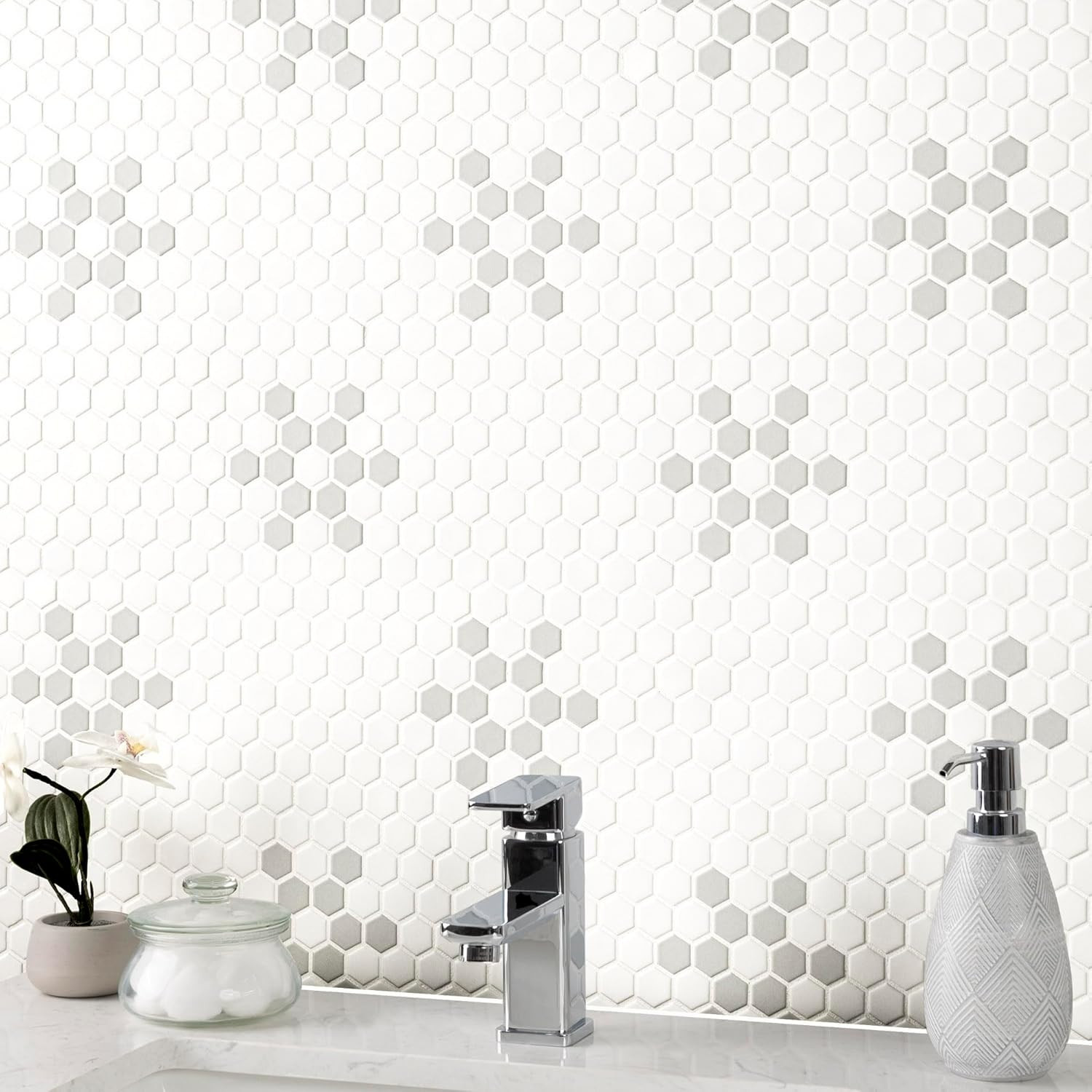 Stylish 12×12 Matte Porcelain Tile in White & Gray for Backsplash & Floors