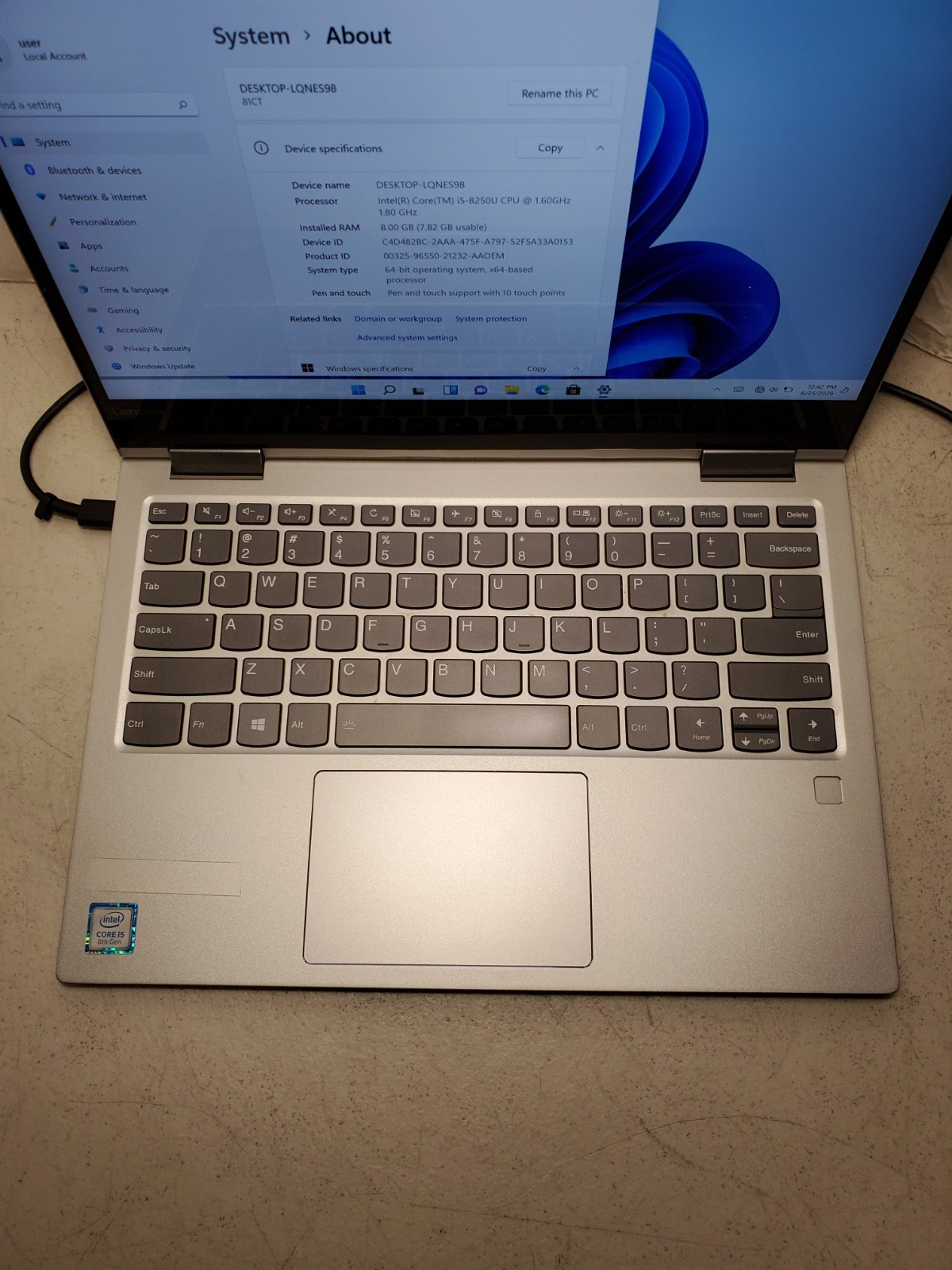 Lenovo Yoga 730-13IKB 2-in-1 i5-8250U 8GB RAM 256GB SSD Win11 NO BATTERY! #69