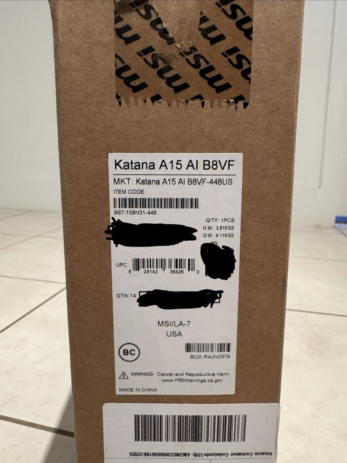 NEW SEALED MSI Katana A15 AI B8VF-448US Ryzen 7 RTX 4060 32GB 1TB 144Hz