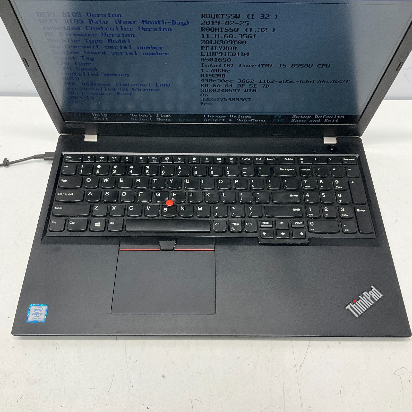 Lenovo ThinkPad L580 15.6″ Laptop Intel Core i5-8350U 1.70GHz 8GB RAM NO HDD OS
