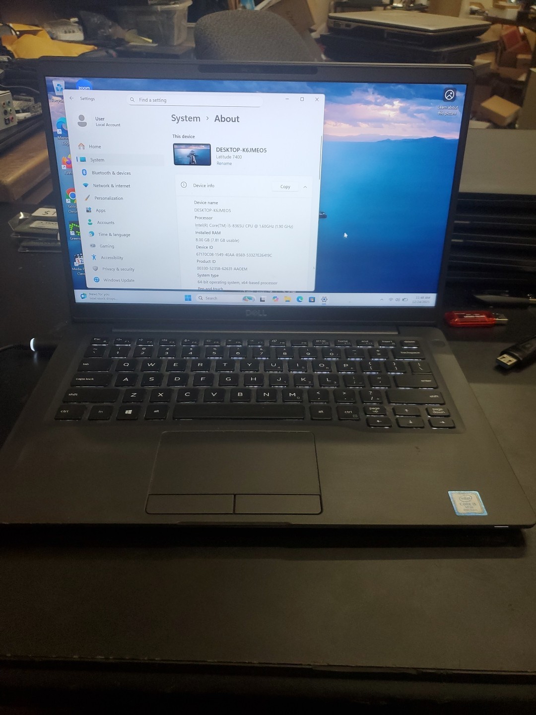 Dell Latitude 7400 14″ i5-8365U 8GB 256gb SSD Laptop W11P 122425-2