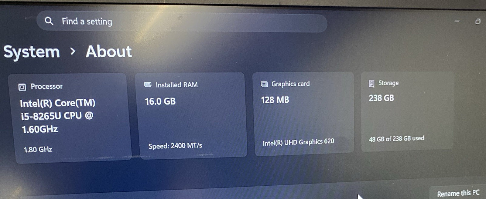 Dell Latitude 5400 Core i5-8265U 1.60GHz 16GB RAM 256GB NVMe SSD Windows 11 Pro