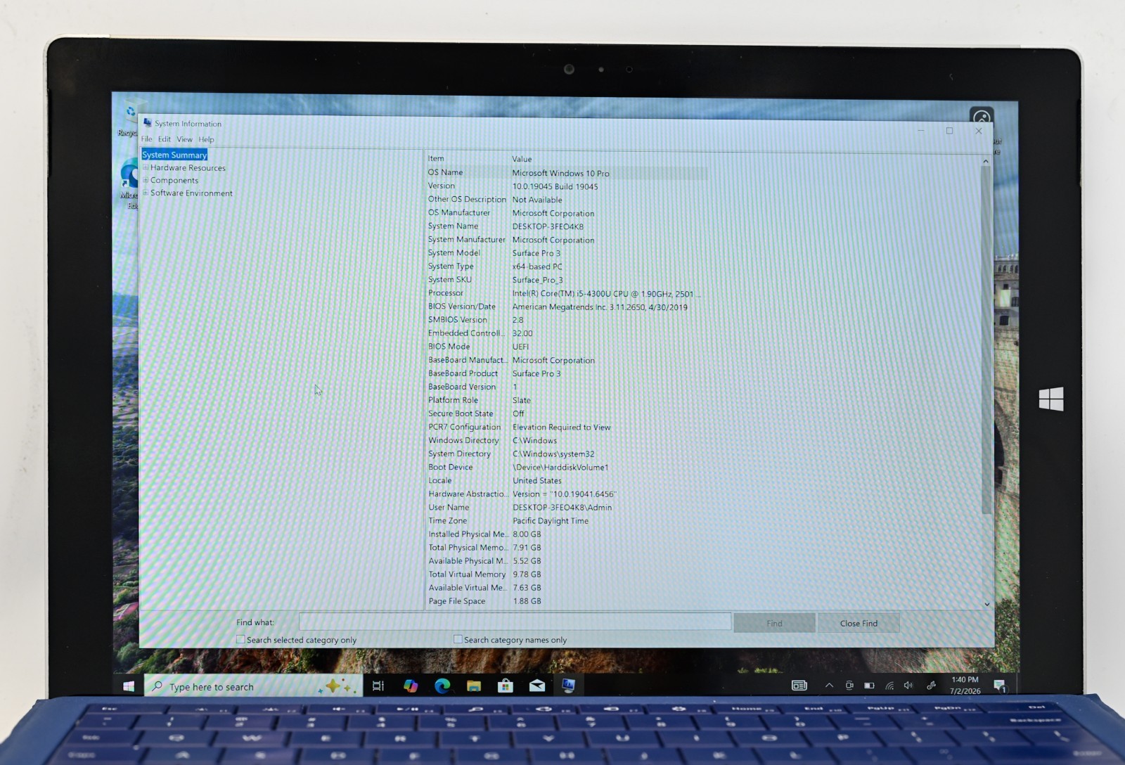 Microsoft Surface Pro 3 i5-4300u 1.9 GHz 8GB RAM 256GB SSD BH: 92.6%