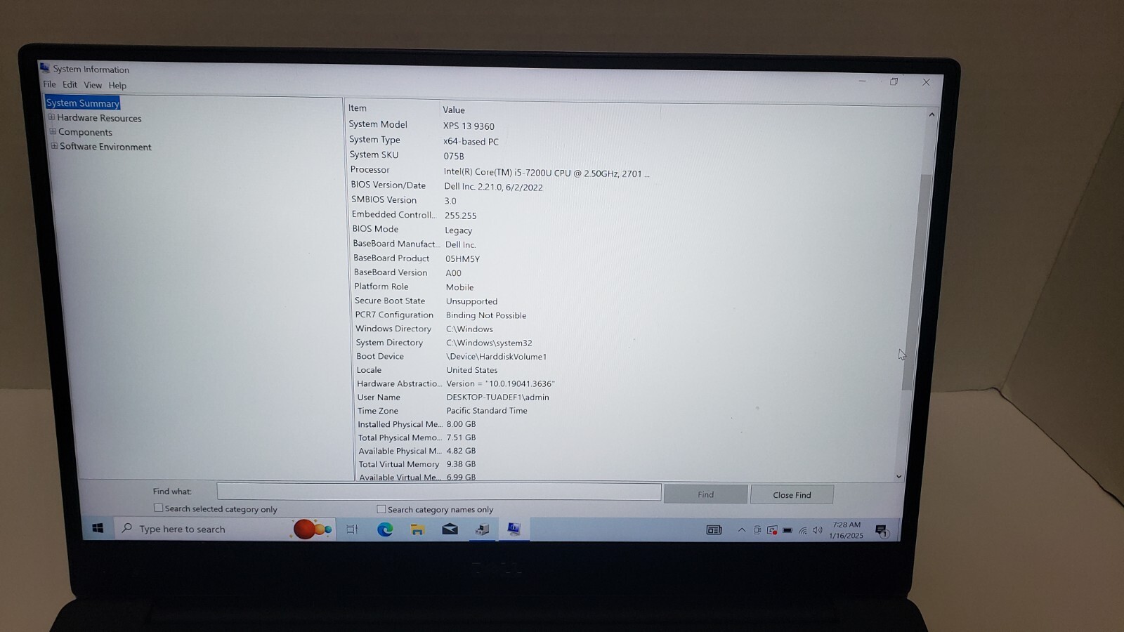Dell XPS 13 9370 Intel Core i5 Windows 11 Home, 8GB Ram 1TB SSD