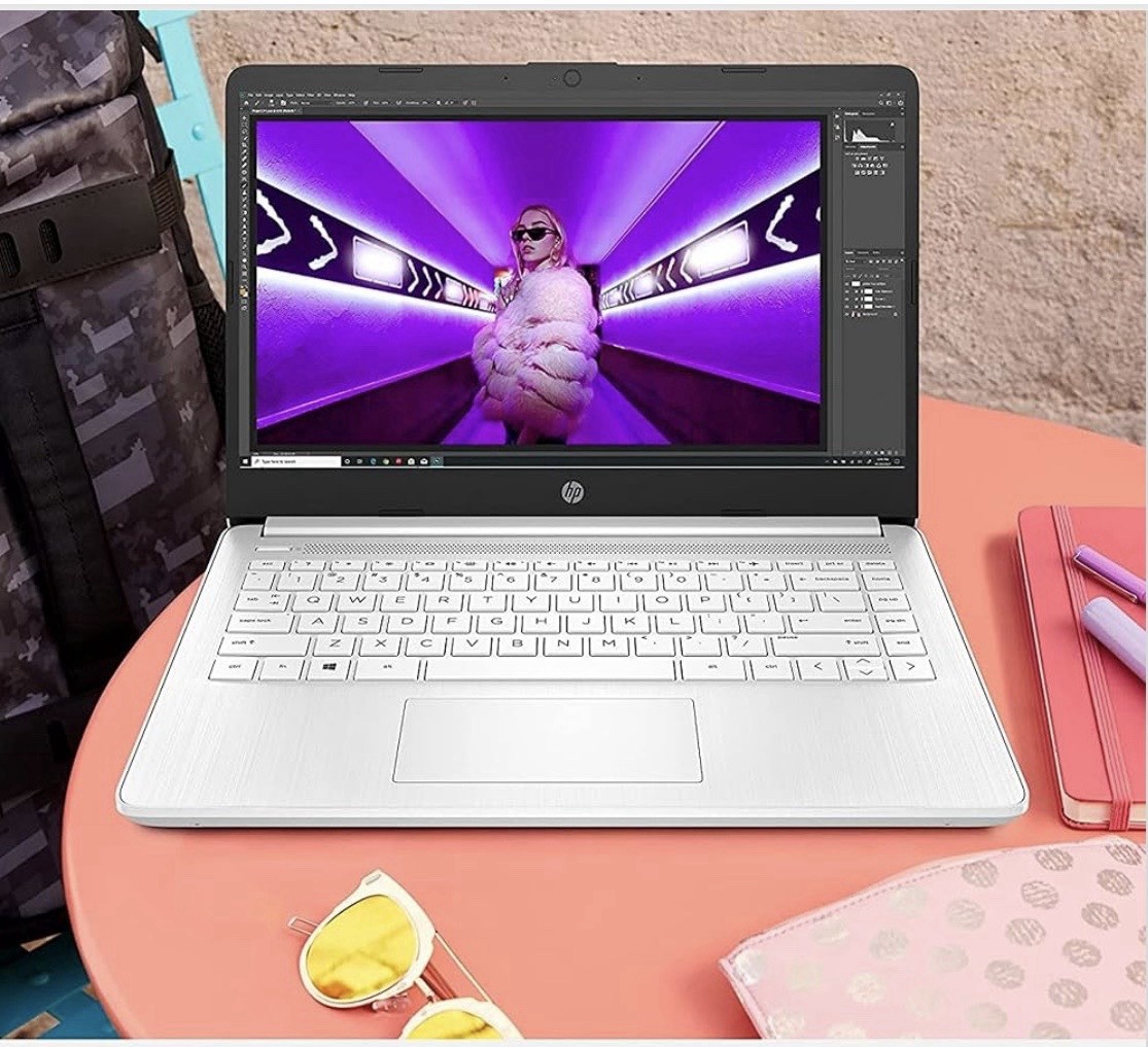 HP 14″ Notebook Laptop White HD Display Fast-Charging Webcam USB Type-C HDMI