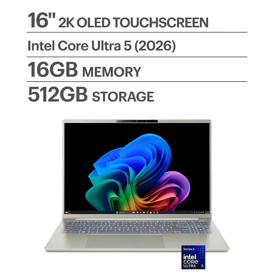 Acer Swift Go 16 AI Copilot+ PC 16” 2K OLED Touchscreen Laptop Intel Core Ultra