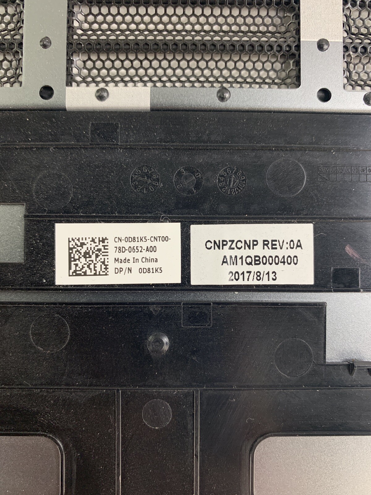 Alienware 17 R4 P31E001 2016 Keyboard Bottom Cover Only – No Screws