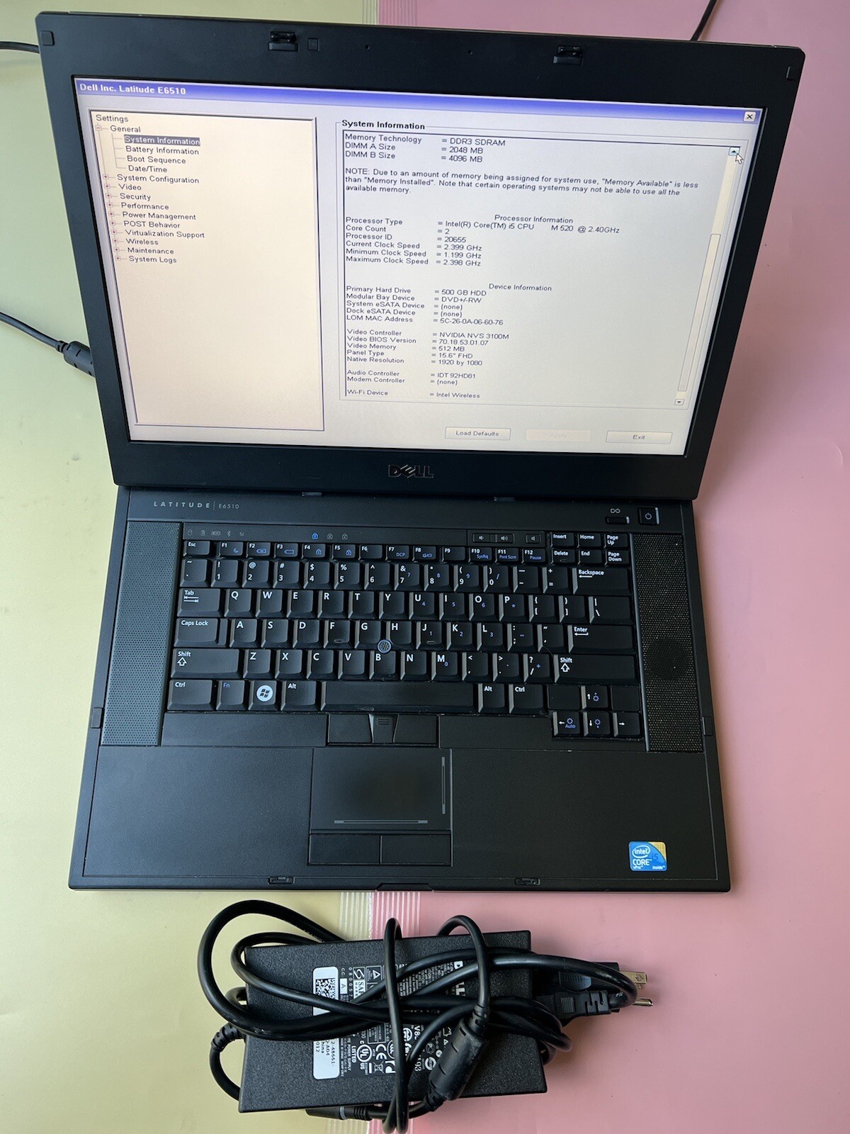 Dell Latitude E6510 Core i5 M520 6GB RAM 500GB HDD NVIDIA BLUETOOTH 1920×1080