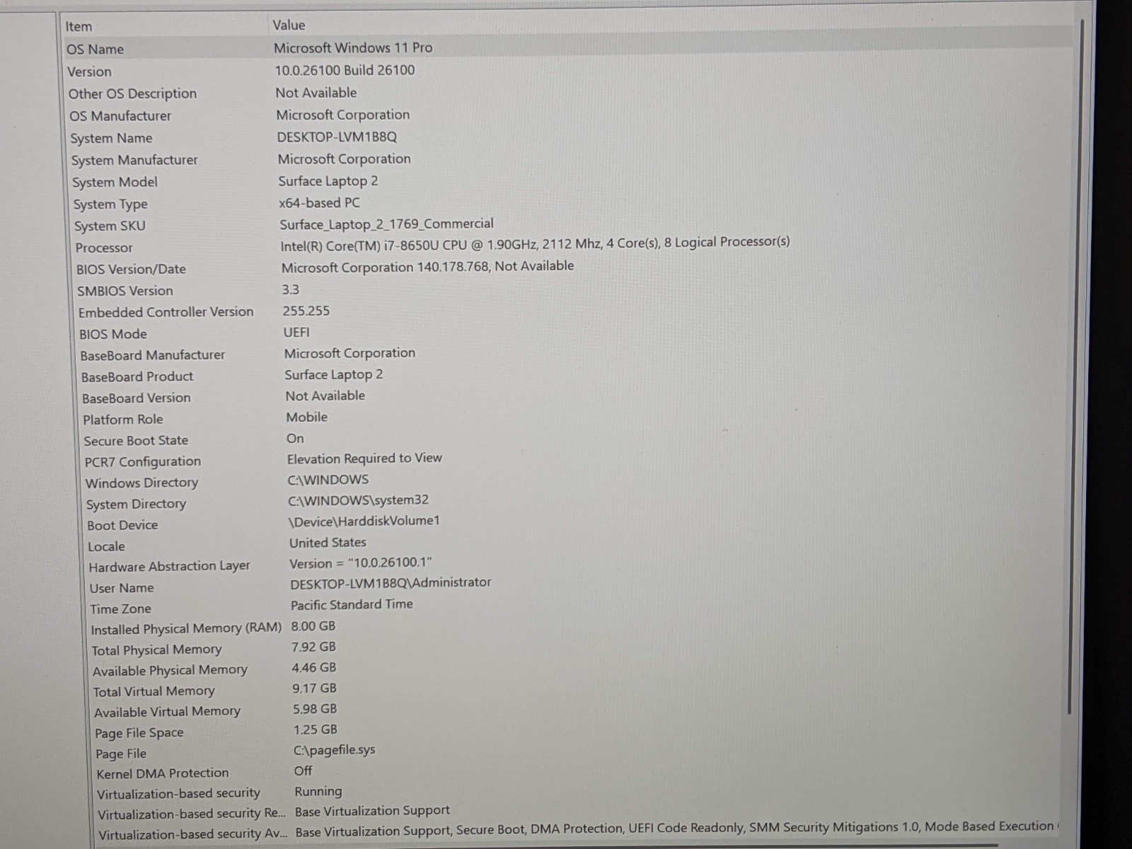 MS Surface Laptop 2 1769 13.5″ 2256×1504 TOUCH i7-8th 1.9GHz 8GB 256GB SSD W11P