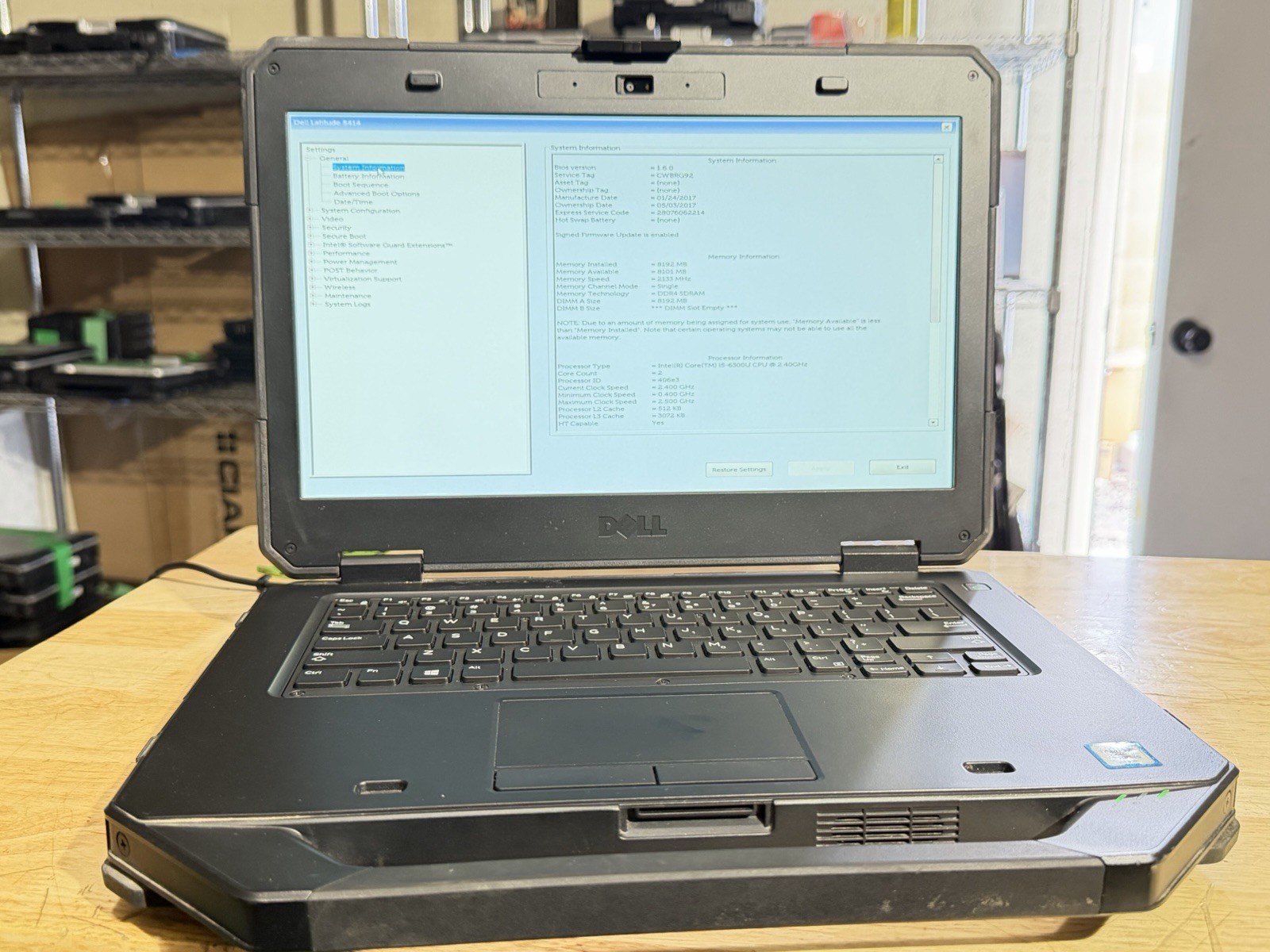 Dell Latitude 14 Rugged 5414(i5-6300U, 8GB RAM, Boot To Bio)NO HD/CADDY/ADAPTER
