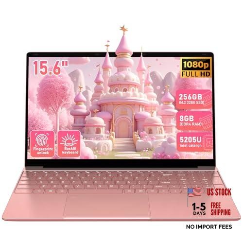 Student Laptop 15.6 Inch, Lightweight Notebook with 8GB RAM 256GB Rose Gold