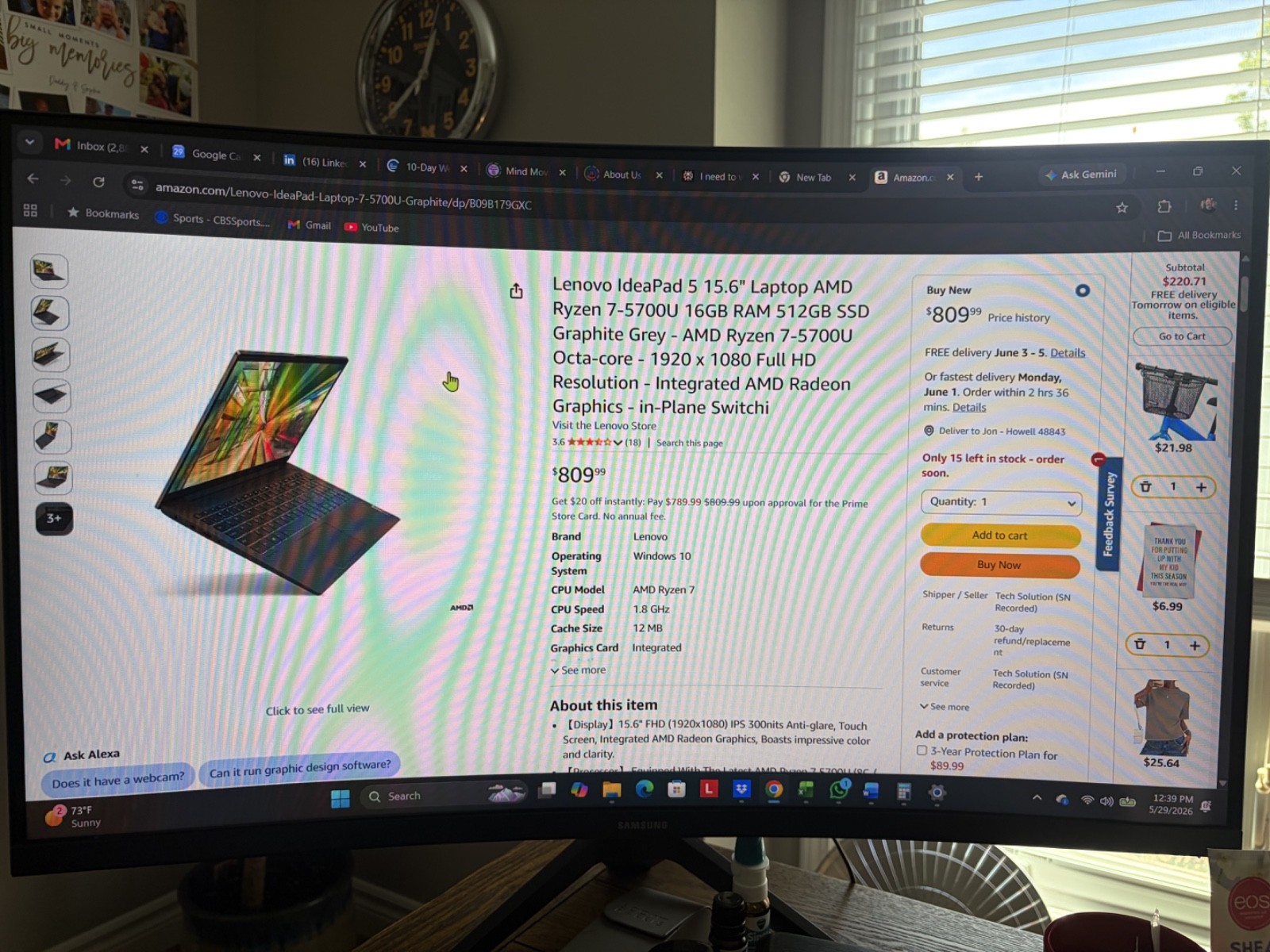 Lenovo IdeaPad 5 15ABA7 15.6″ (1TB SSD, AMD Ryzen 7 5000 Series, 4.50GHz, 16GB)