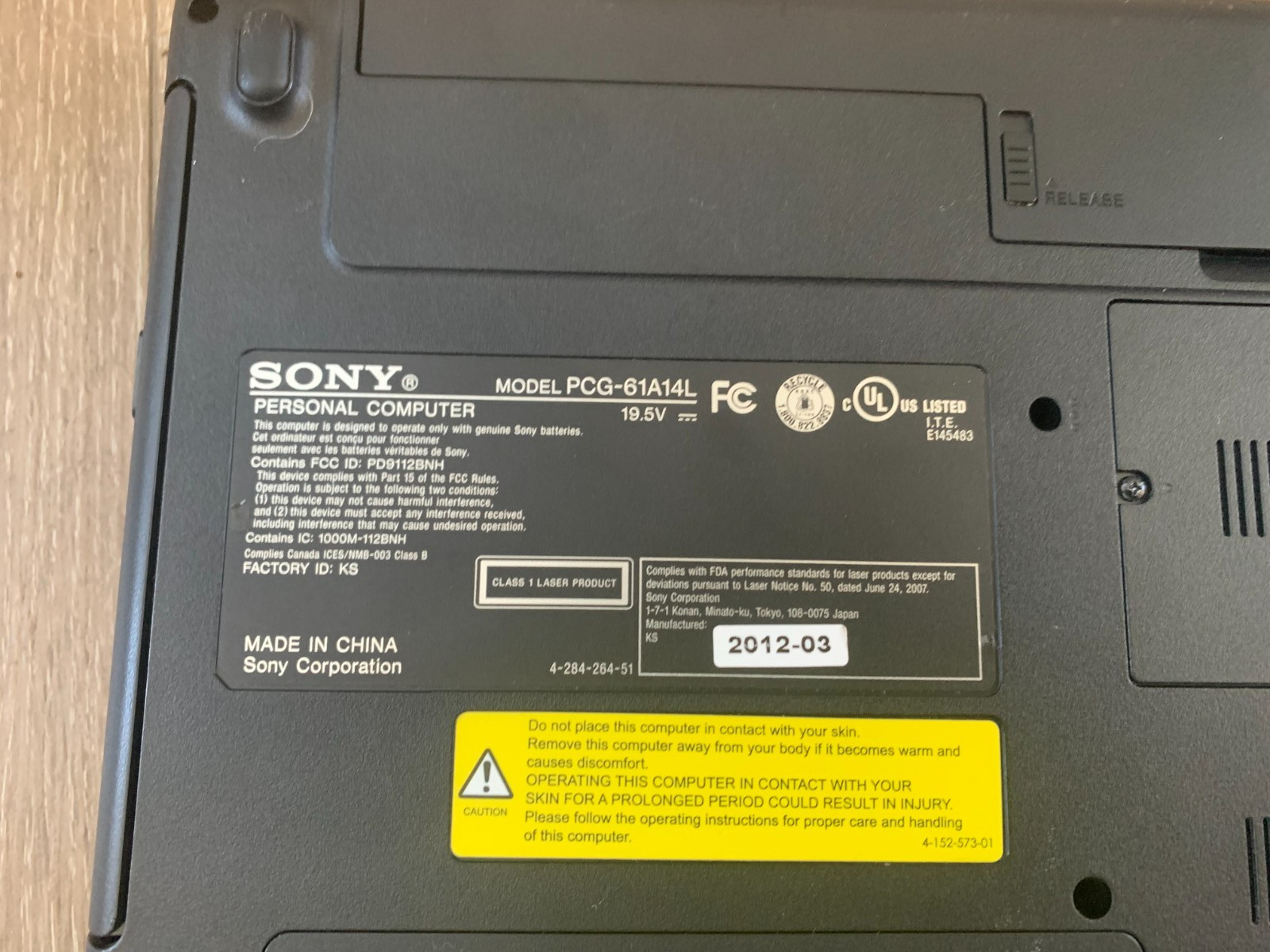 Sony PCG-61A14L VPCEG 14″ Intel Core i5-2450M 2.50GHz 8GB Ram 500GB HDD Win 10