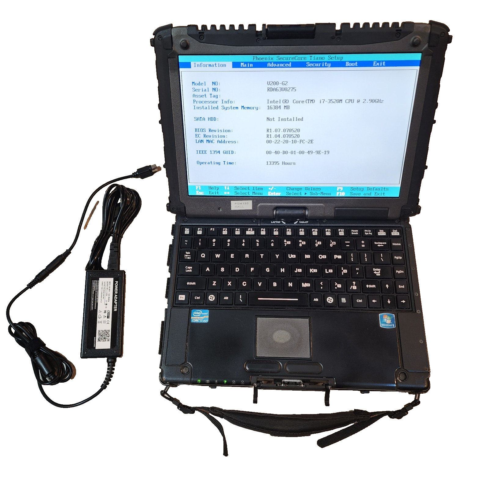 Rugged 2-in-1 Touch Getac V200-G2 Intel i7-3520M 16GB RAM Police Laptop