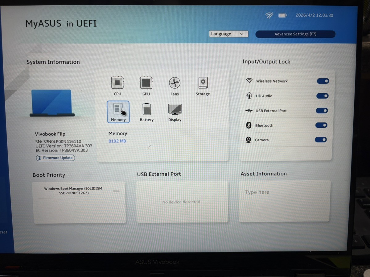 As Is ASUS VIVOBOOK S 16 FLIP Touchscreen 2in1 Laptop Parts Only (QUI004868)