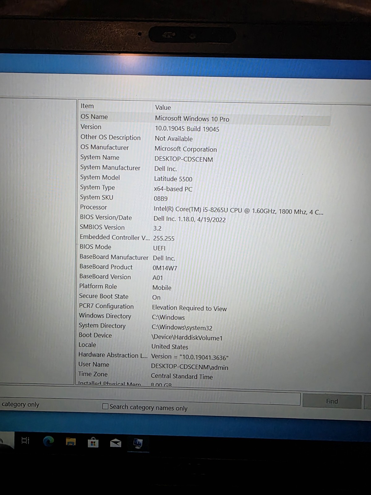 Dell latitude laptop 5500 Intel I5 8th Generation 15.6 Inch Productivity Laptop