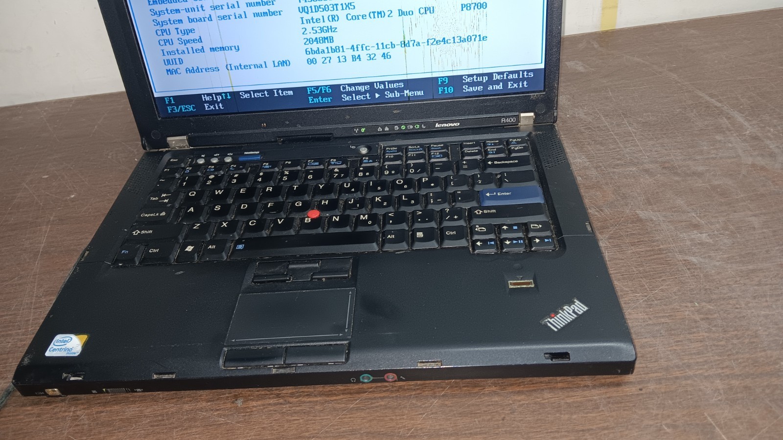 IBM Lenovo ThinkPad R400 Laptop core 2 Duo 100 GB HD Windows XP 14″ LCD Parts