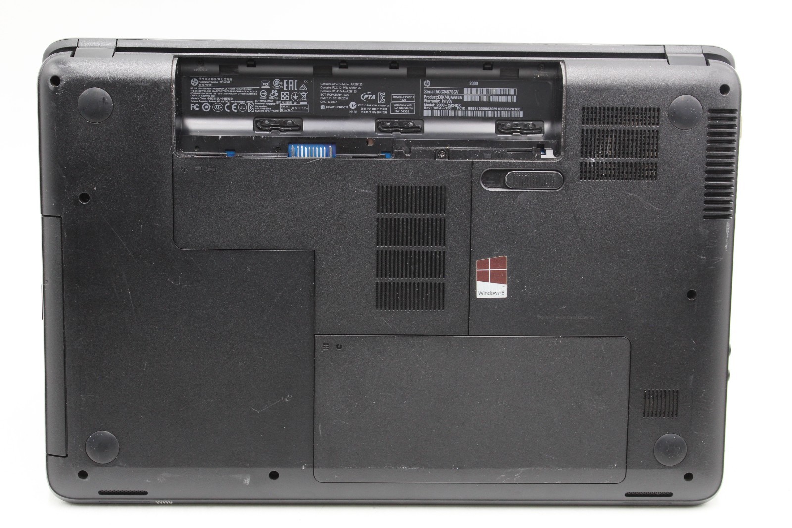 HP 2000 15.6in No HD No Caddy 4 GB RAM Intel Pentium CPU 2030M No OS
