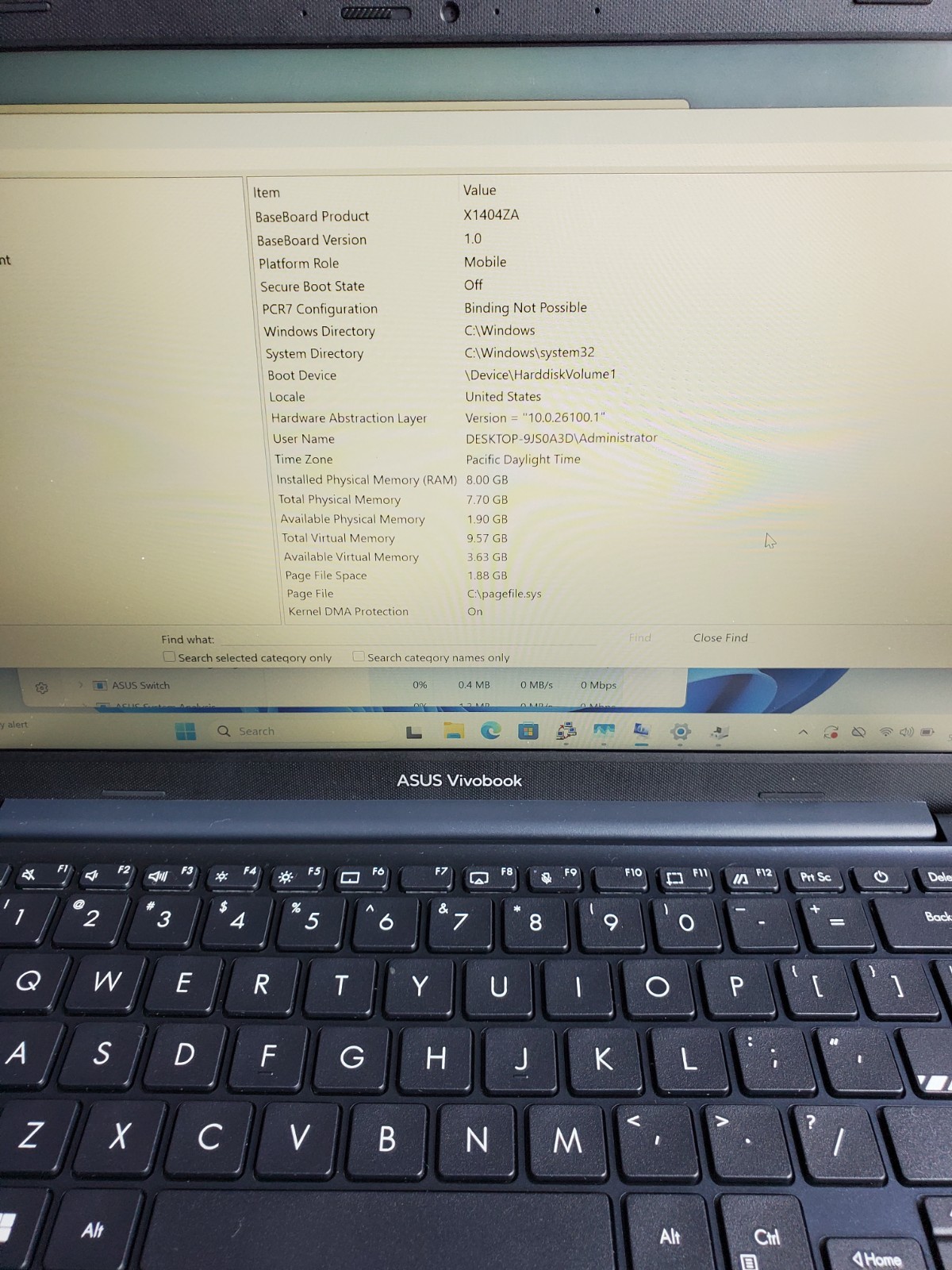 Asus Vivobook X1404ZA/12TH Gen I3-1215u/ 8GB RAM/128GB NVME SSD Windows 11 Home