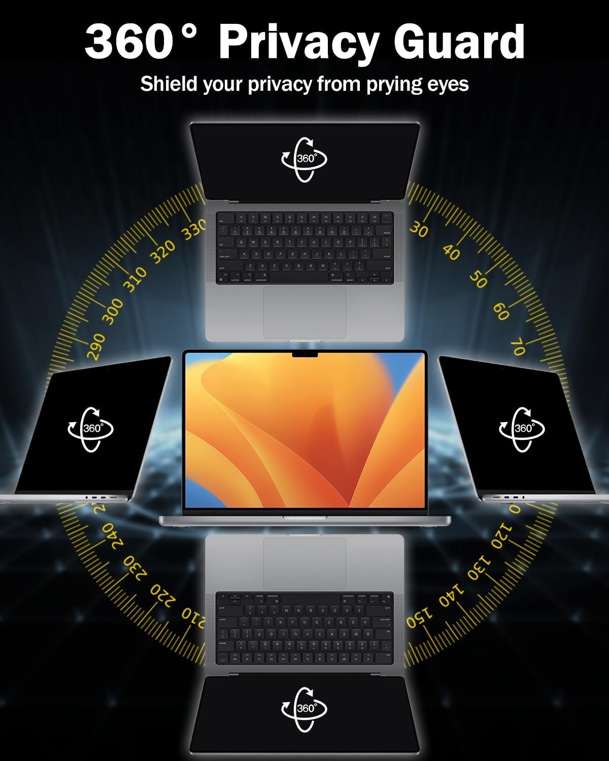 16 Inch 16:10 Anti Glare & Anti Peeping 360° Laptop Privacy Screen Protector