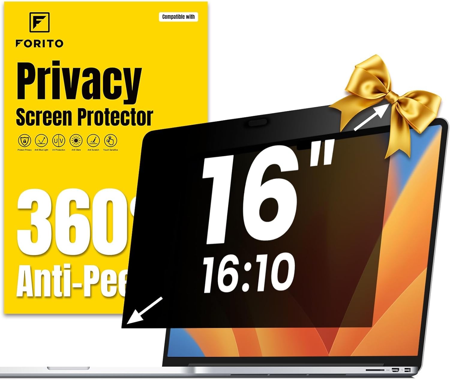 16 Inch 16:10 Anti Glare & Anti Peeping 360° Laptop Privacy Screen Protector