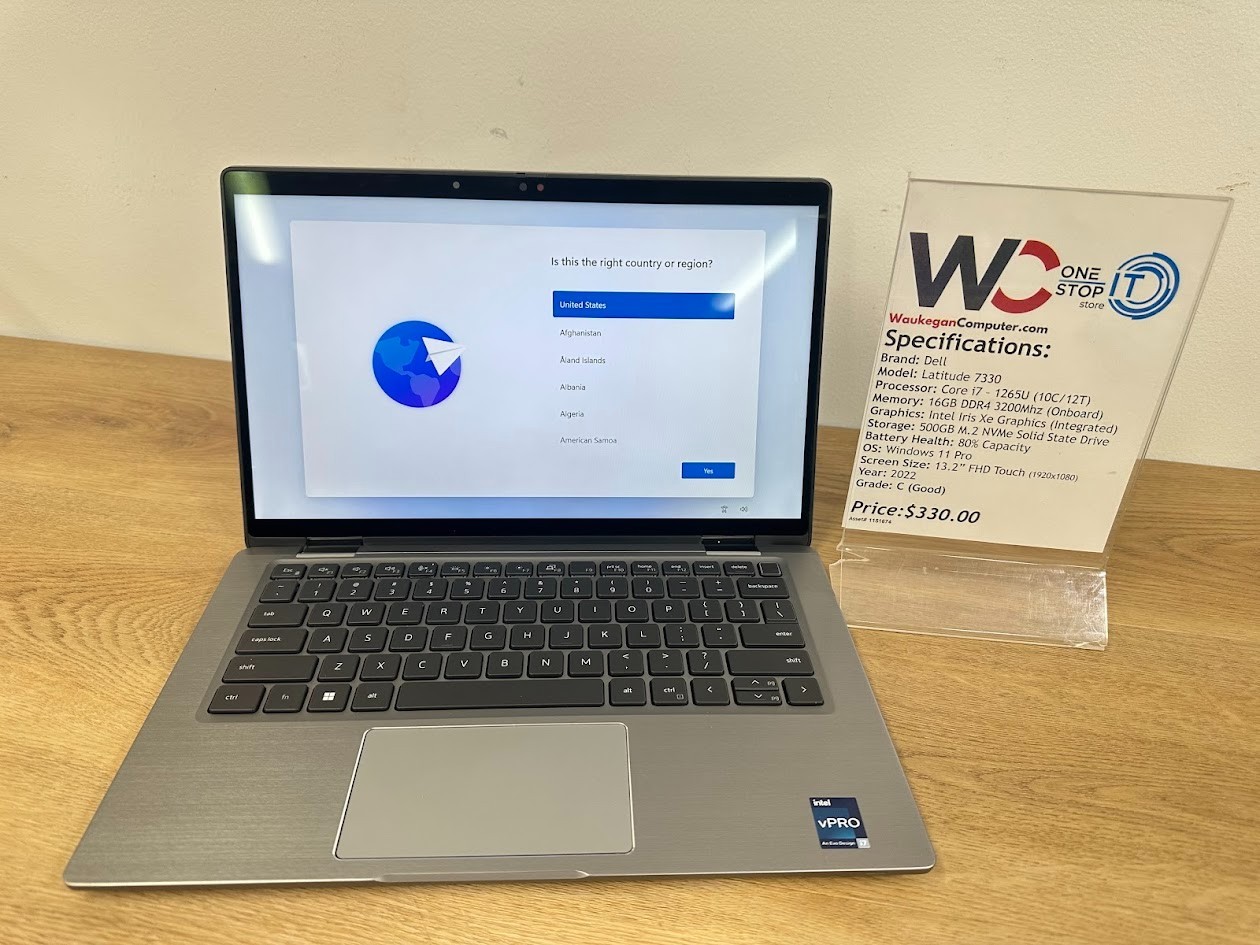 Dell Latitude 7330, Core i7 1265U, 16GB DDR4 Intel Iris Xe, 500GB SSD 2022 13.3″