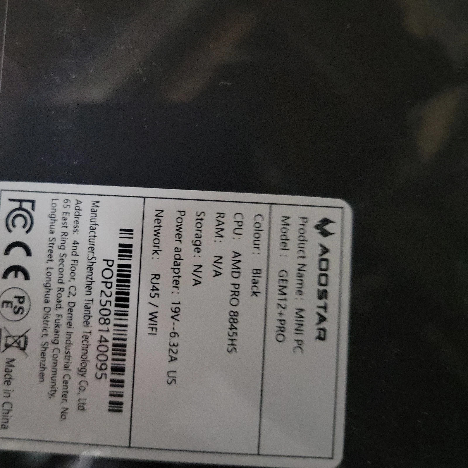 *NEW SEALED* AOOSTAR Mini PC Gem12+ PRO 8845HS BAREBONE, *NO SSD/RAM/O.S.*
