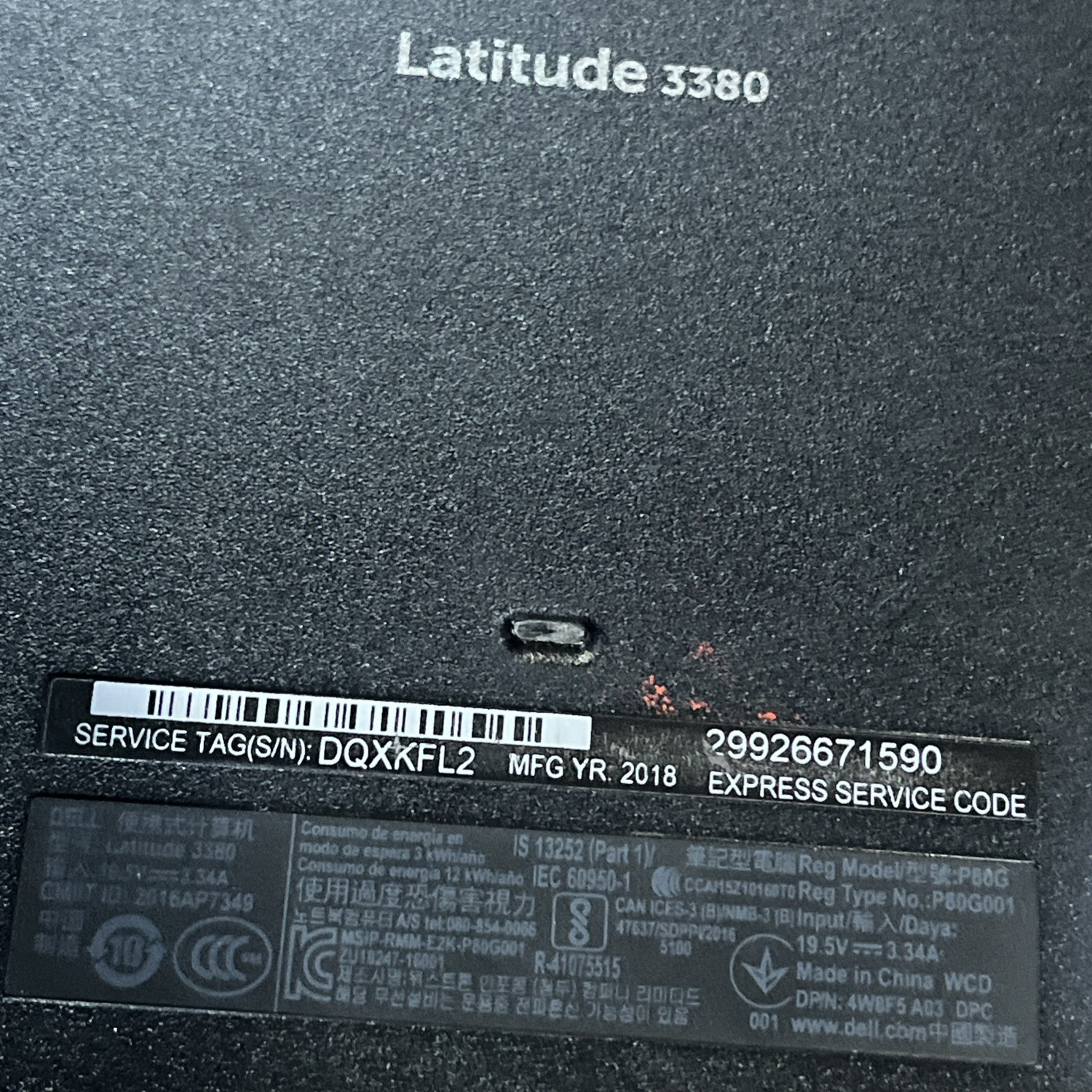 DELL LATITUDE 3380 INTEL CORE I3-6006U 2.00GHZ 8GB RAM NO HD :